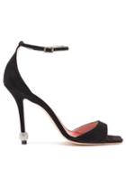 Matchesfashion.com Roger Vivier - I Love Vivier Crystal-embellished Suede Sandals - Womens - Black