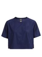 Matchesfashion.com The Upside - Track Perforated Cropped T Shirt - Womens - Navy