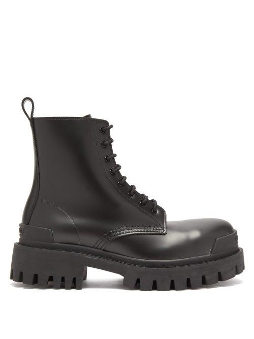 Matchesfashion.com Balenciaga - Strike Exaggerated Sole Leather Boots - Womens - Black