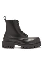 Matchesfashion.com Balenciaga - Strike Exaggerated Sole Leather Boots - Womens - Black