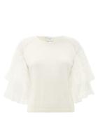 Matchesfashion.com Giambattista Valli - Tulle-sleeve Cashmere-blend Sweater - Womens - Ivory