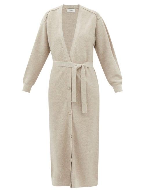 Lemaire - Belted Merino-blend Cardigan - Womens - Light Grey