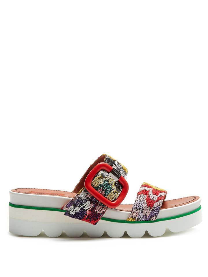 Missoni Crochet-lace Slip-on Wedge Sandals