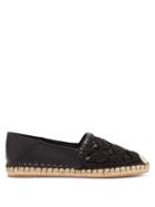 Matchesfashion.com Valentino - Marrakech Macram And Leather Espadrilles - Womens - Black