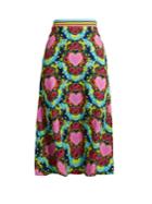 House Of Holland A-line Heart-print Crepe Midi Skirt