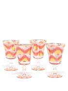 Matchesfashion.com Les Ottomans - Set Of Four Ikat-print Wine Glasses - Red Multi
