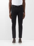 Zegna - Leather-patch Tapered-leg Jeans - Mens - Black