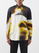 Alexander Mcqueen - Spray-paint Silhouette Cotton-poplin Shirt - Mens - Black Yellow