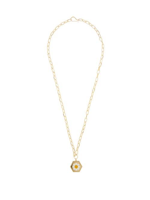 Matchesfashion.com Wilhelmina Garcia - Daisy Enamel & 18kt Gold-plated Necklace - Womens - Gold Multi