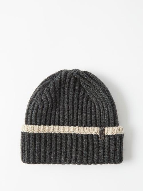 Brunello Cucinelli - Ribbed-cashmere Beanie Hat - Womens - Dark Grey