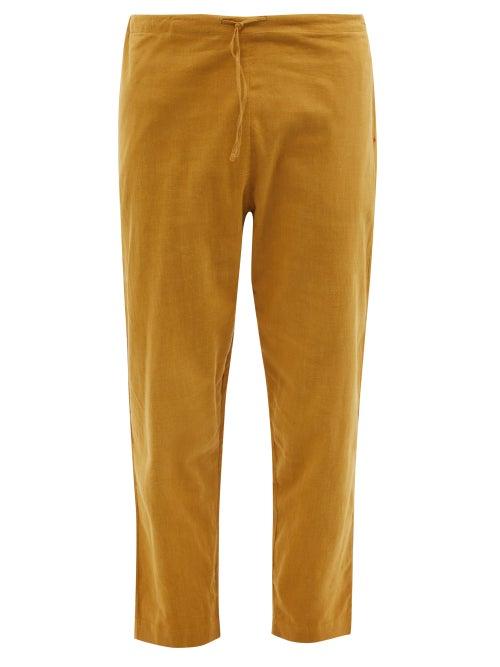 Matchesfashion.com 11.11 / Eleven Eleven - Cropped Pleated Cotton-khadi Trousers - Mens - Yellow