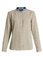 A.p.c. Contrast-collar Striped Cotton Shirt