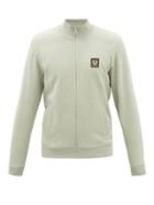 Belstaff - Logo-patch Zipped Cotton-jersey Sweatshirt - Mens - Light Green
