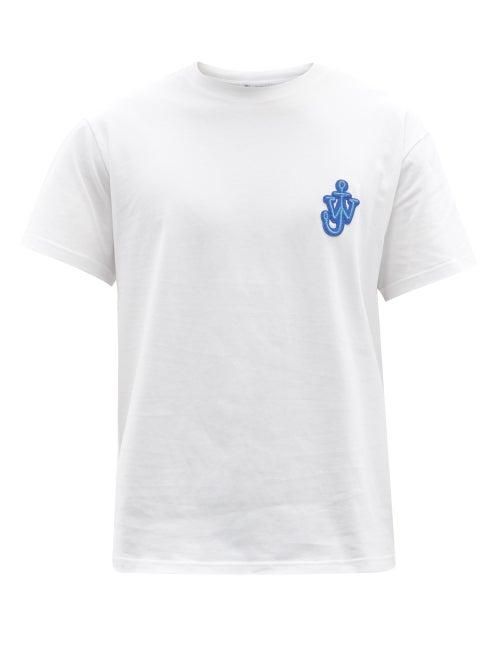 Jw Anderson - Anchor Appliqu Cotton-jersey T-shirt - Mens - White