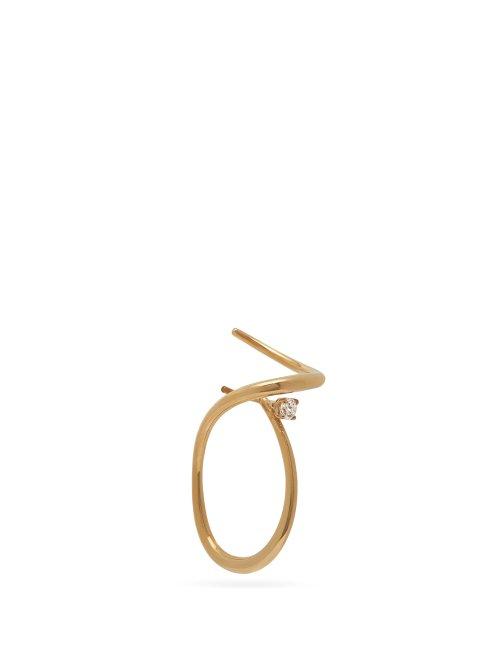 Matchesfashion.com Charlotte Chesnais Fine Jewellery - Looping 18kt Gold & Diamond Single Earring - Womens - Gold