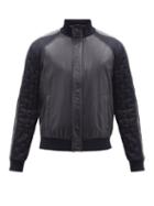 Giorgio Armani - Quilted-panel And Leather Bomber Jacket - Mens - Black