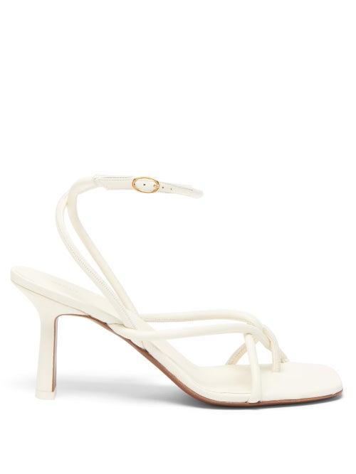 Matchesfashion.com Neous - Alkes Square-toe Leather Sandals - Womens - White