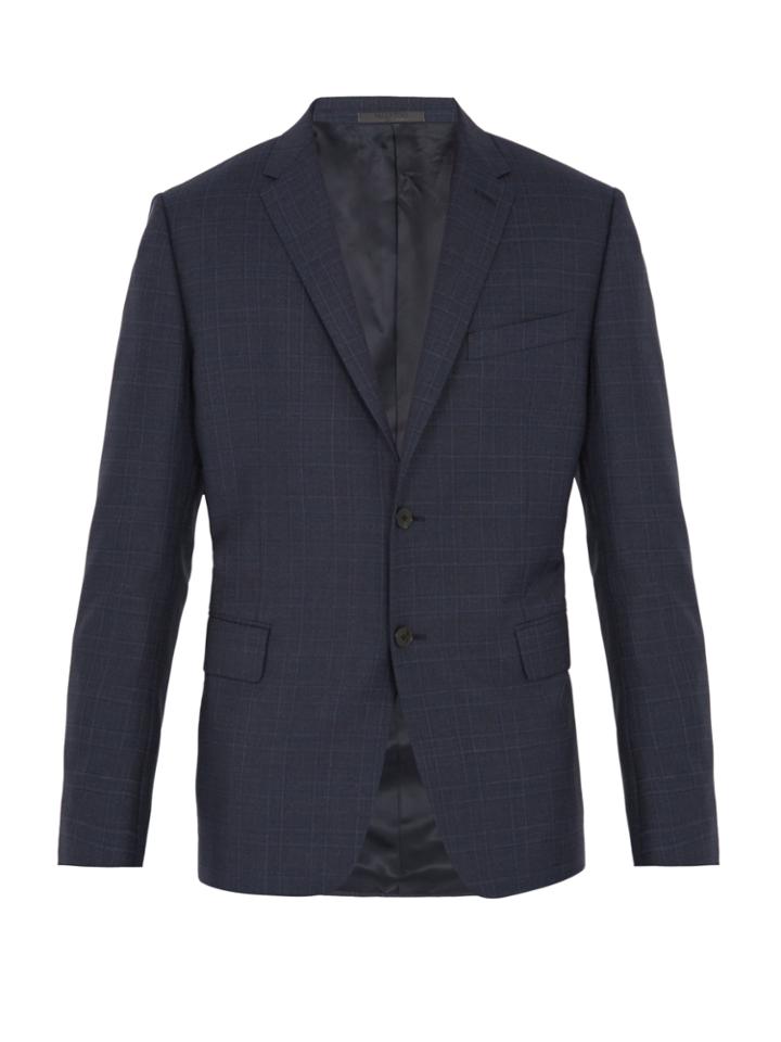 Valentino Single-breasted Checked Wool Blazer
