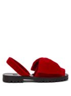 Goya Bow-embellished Velvet Slingback Sandals