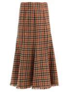 Matchesfashion.com Gabriela Hearst - Amy Fluted Check Cashmere Skirt - Womens - Orange Multi