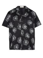 Matchesfashion.com Commas - Palm Print Short Sleeved Silk Blend Shirt - Mens - Black