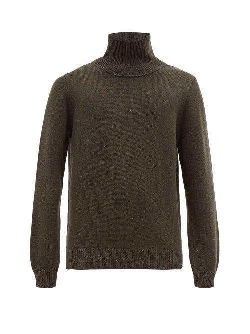 Matchesfashion.com Inis Mein - High Neck Wool Blend Sweater - Mens - Green