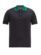 Matchesfashion.com Missoni - Perforated Zigzag Cotton-blend Polo Shirt - Mens - Black Multi