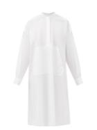 Matchesfashion.com Mm6 Maison Margiela - Pleated-back Panel Cotton-poplin Shirt Dress - Womens - White