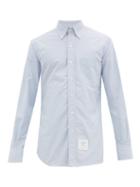 Matchesfashion.com Thom Browne - Logo Patch Button Down Cotton Oxford Shirt - Mens - Light Blue