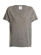 Matchesfashion.com Barrie - Sweet Eighteen Distressed Cashmere T Shirt - Womens - Grey
