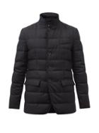 Herno - Houndstooth Wool-blend Flannel Down Blazer - Mens - Dark Grey