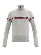 Matchesfashion.com Fusalp - Tricolor-stripe Quarter-zip Merino-wool Sweater - Mens - Grey