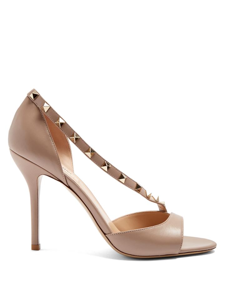 Valentino Rockstud Asymmetric-strap Leather Sandals