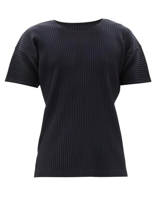 Matchesfashion.com Homme Pliss Issey Miyake - Crew-neck Technical-pleated Jersey T-shirt - Mens - Navy
