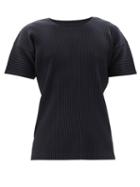 Matchesfashion.com Homme Pliss Issey Miyake - Crew-neck Technical-pleated Jersey T-shirt - Mens - Navy