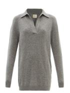 Khaite - Jo Oversized V-neck Cashmere-blend Sweater - Womens - Grey