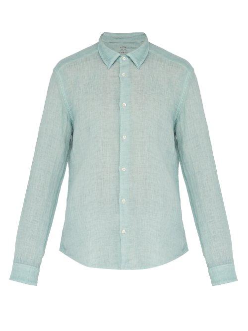 Matchesfashion.com Altea - Bond Button Fastening Linen Shirt - Mens - Green