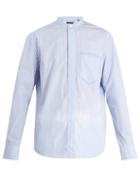 Matchesfashion.com Berluti - Grandad Collar Striped Cotton Shirt - Mens - White Multi
