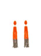 Matchesfashion.com Vanda Jacintho - Beaded Drop And Tassel Earrings - Womens - Orange Multi