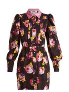 Matchesfashion.com Msgm - Floral Print Cotton Shirtdress - Womens - Black Multi