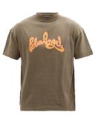 Palm Angels - Logo-print Reversed Jersey T-shirt - Mens - Green