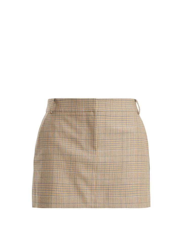 Tibi Cooper Checked Wool-blend Mini Skirt
