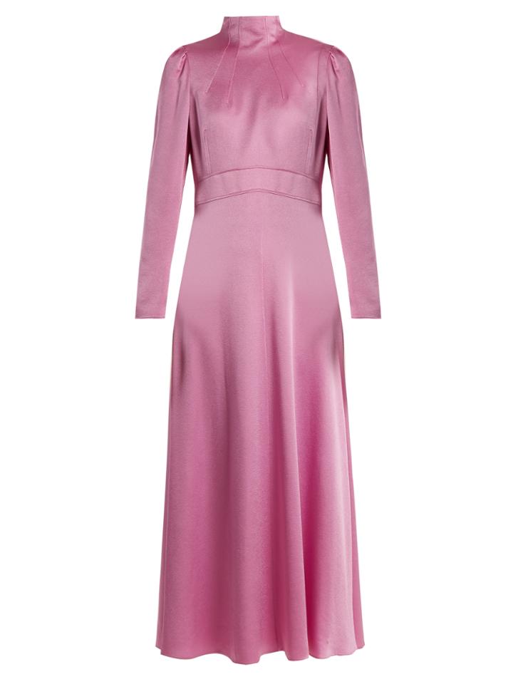 Valentino Long-sleeved Hammered-satin Dress
