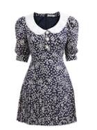 Alessandra Rich - Crystal-button Daisy-print Silk Mini Dress - Womens - Navy White