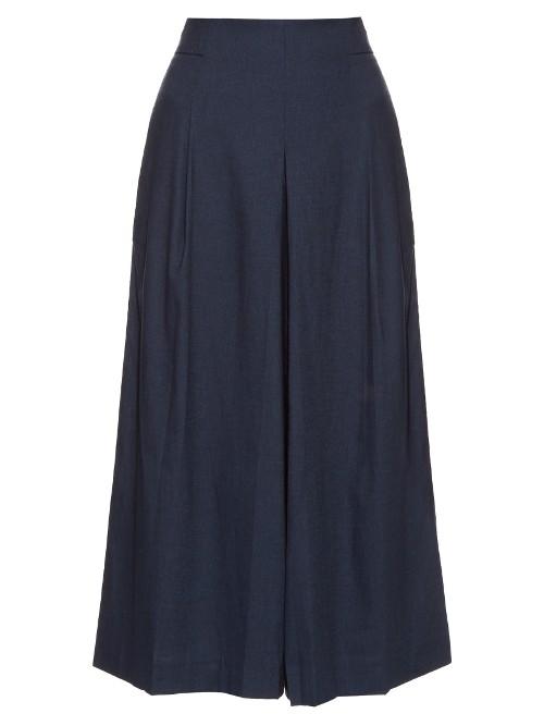 Tibi High-rise Pleated Cotton Culottes