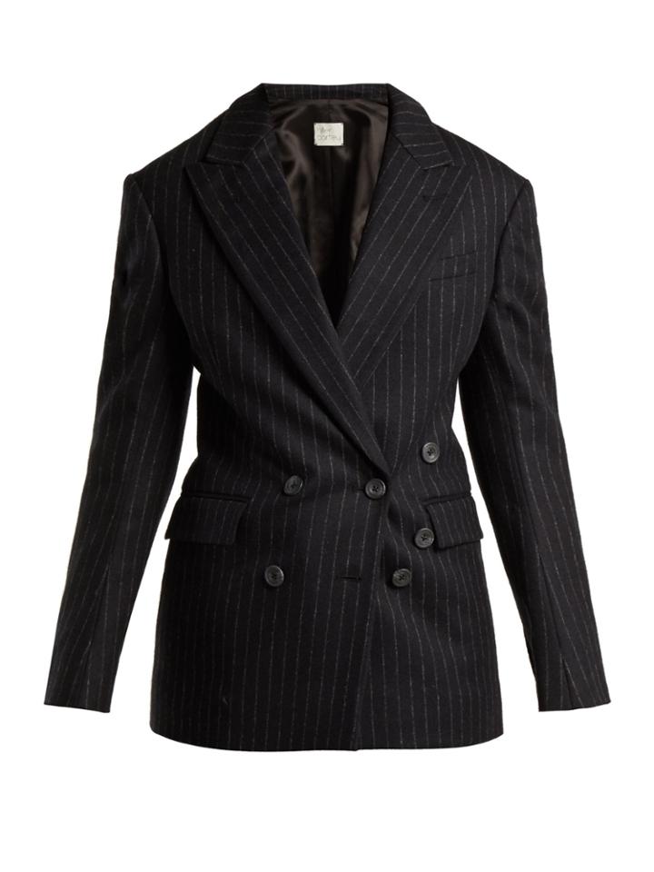 Hillier Bartley Double-breasted Pinstripe Wool Blazer