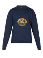 Matchesfashion.com Burberry - Unisex Crest Logo Embroidered Sweatshirt - Mens - Blue