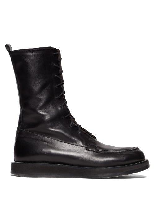Matchesfashion.com The Row - Patty Lace Up Leather Combat Boots - Womens - Black