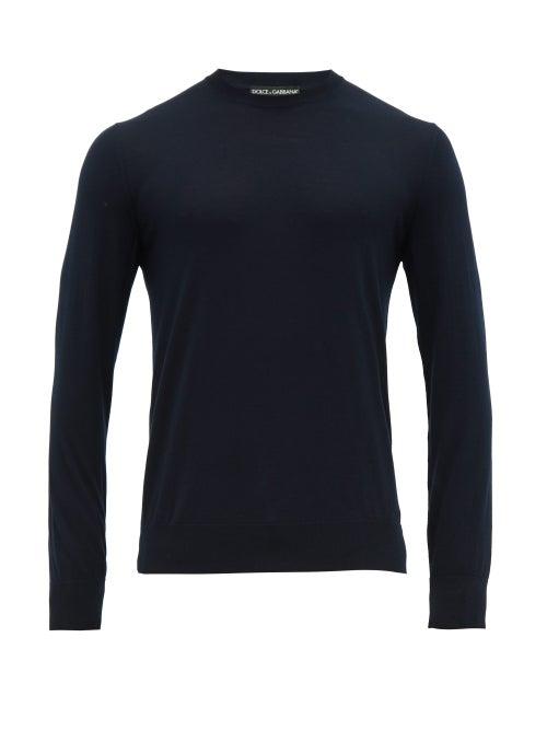 Matchesfashion.com Dolce & Gabbana - Fine Gauge Virgin Wool Sweater - Mens - Navy