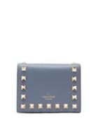 Ladies Accessories Valentino Garavani - Rockstud Leather Bi-fold Wallet - Womens - Blue